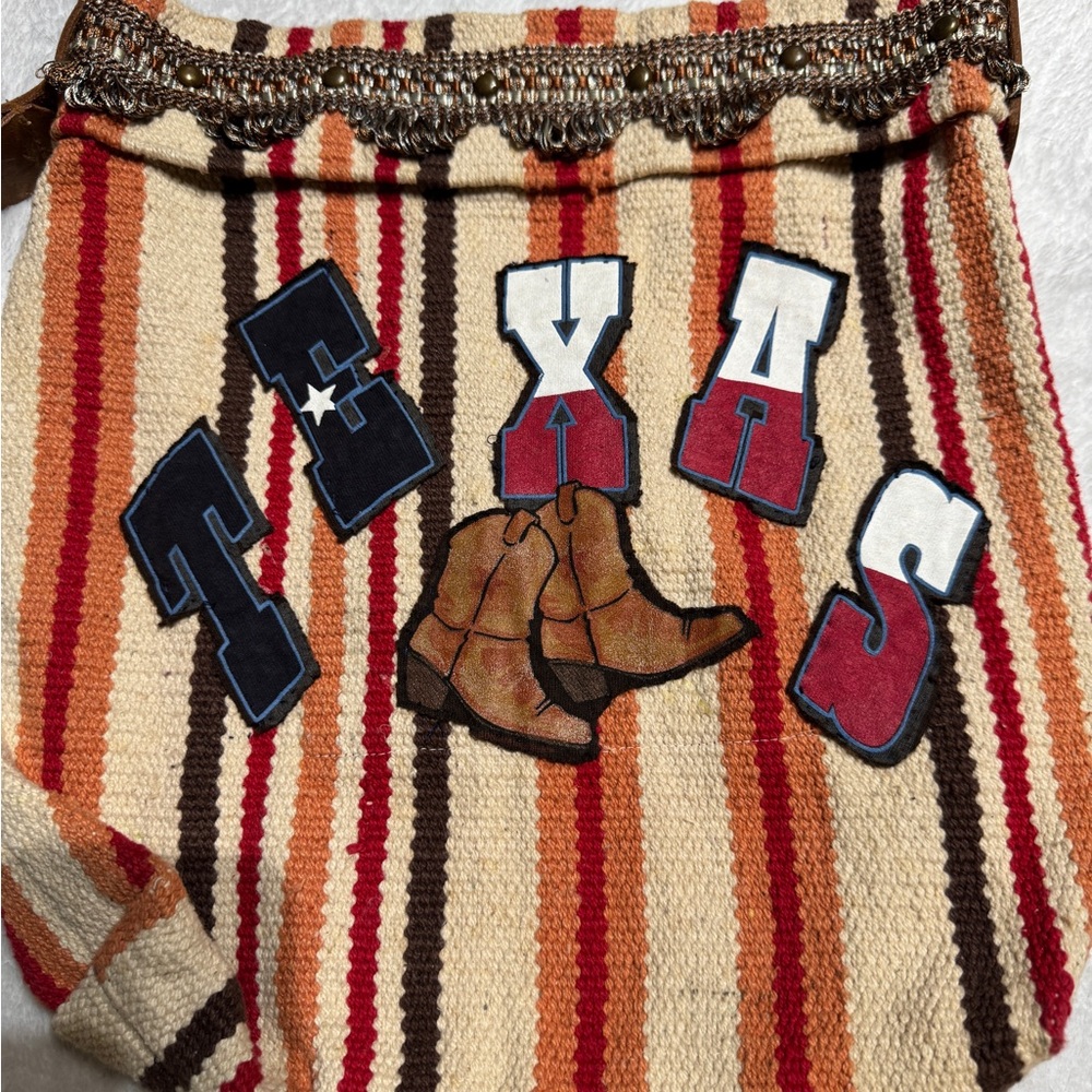 Striped Texas Tote Bag with Boots Design